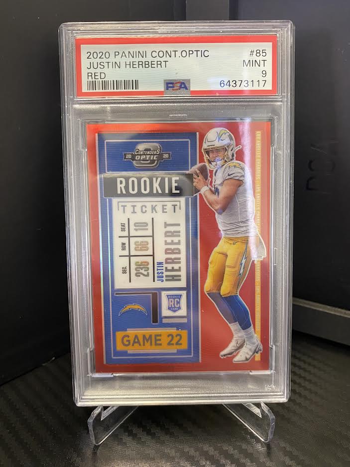 2020 Panini Contenders Optic Justin Herbert Rookie Ticket Red 56/125