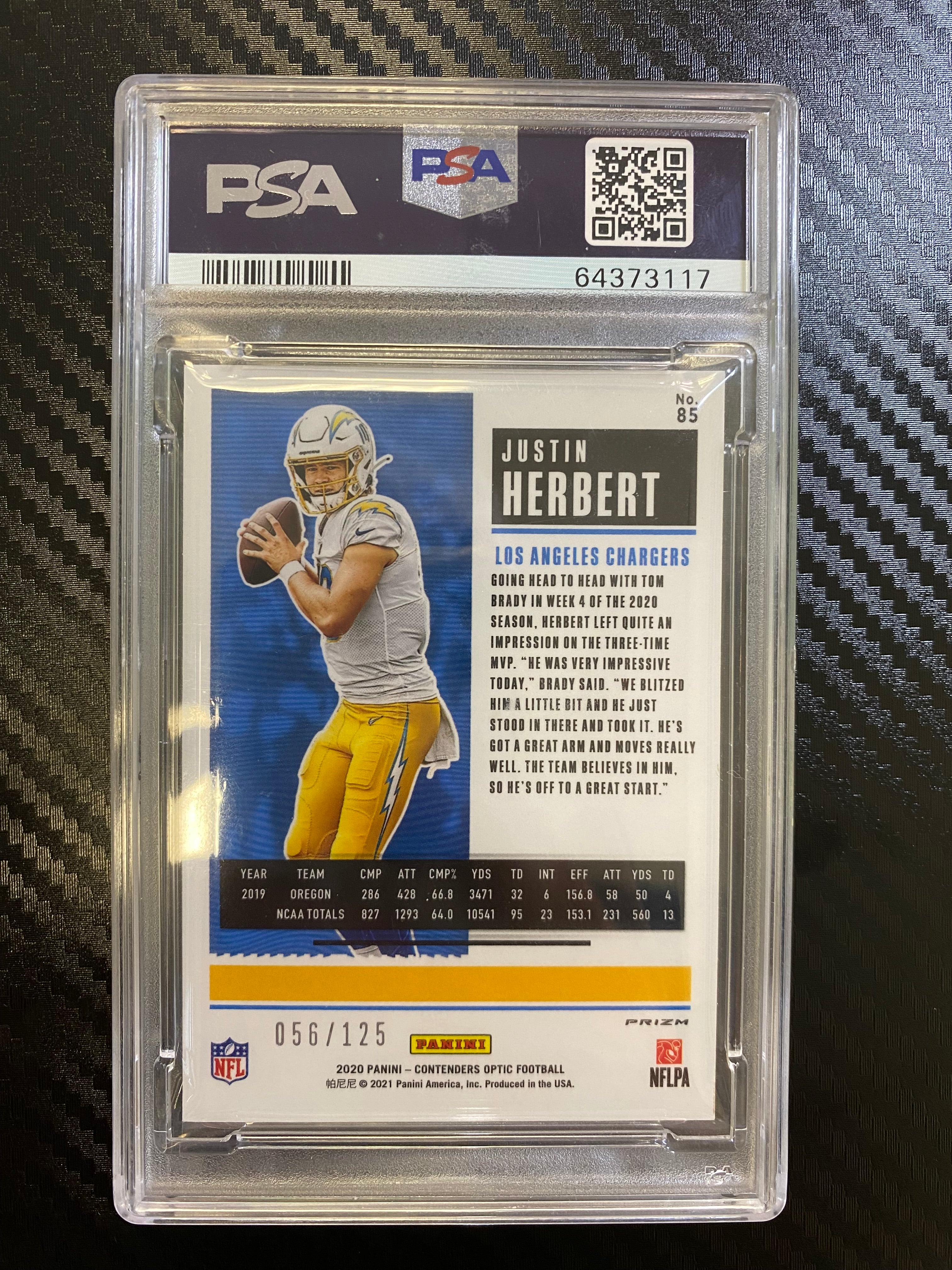 2020 Panini Contenders Optic Justin Herbert Rookie Ticket Red 56/125