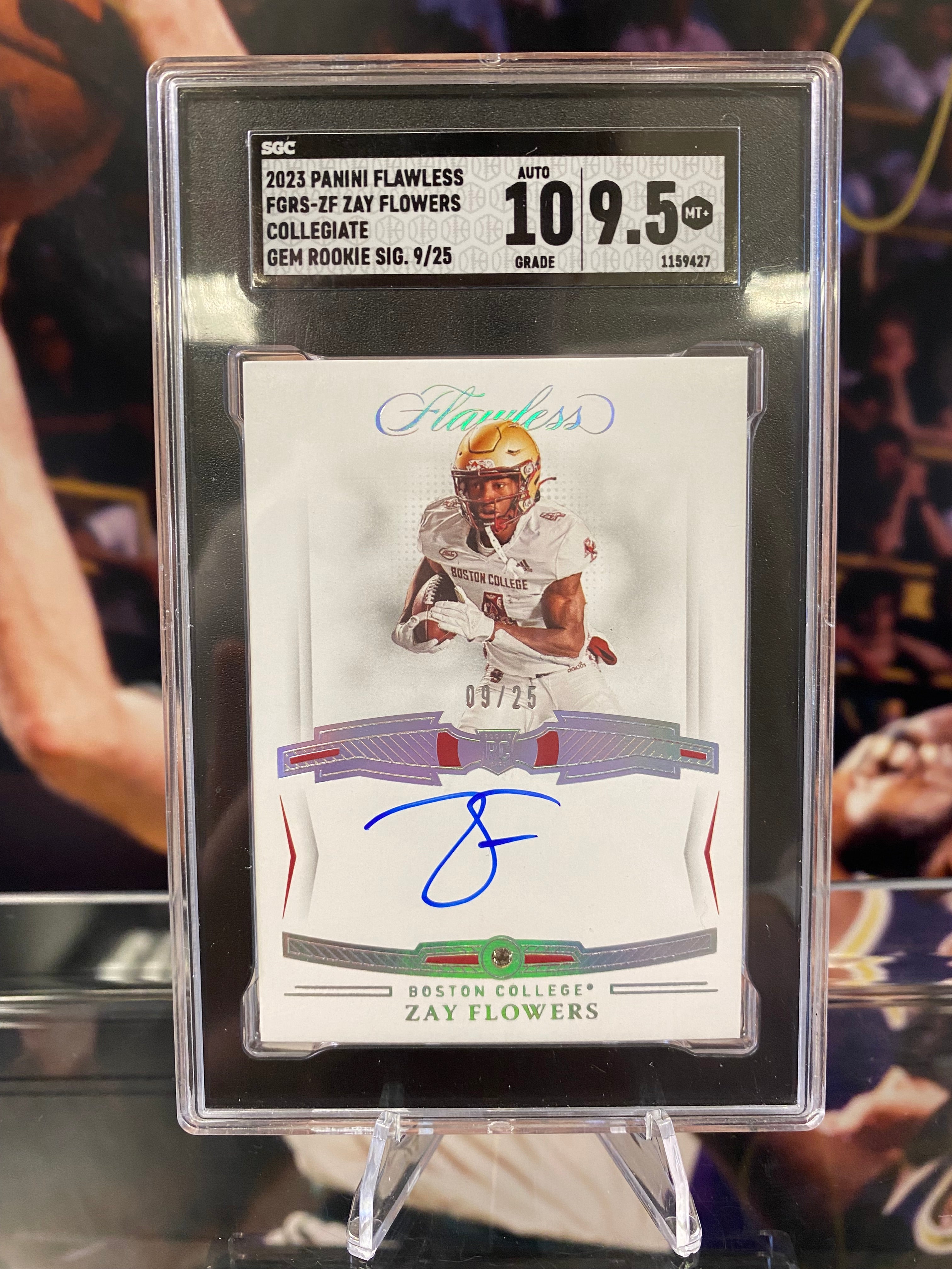 2023 Zay Flowers Panini Flawless Collegiate Gem Rookie Sig 9/25 Auto 10